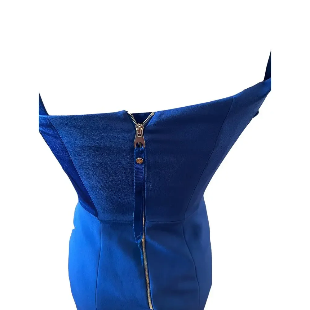 Karen Millen Asymmetric Strap Bodycon Dress Royal Blue 4